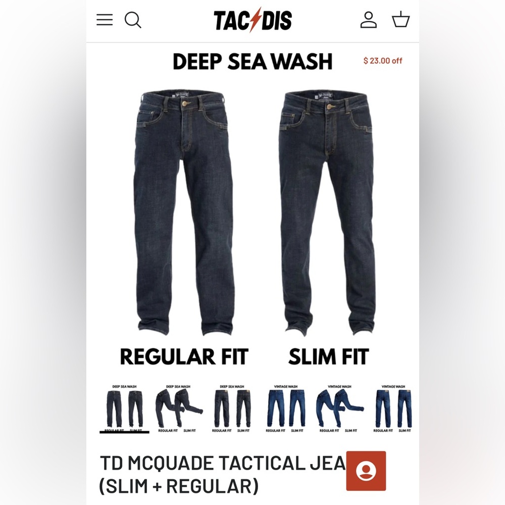 Men’s McOuade Tac Dis Jeans Slim Lightweight 30x32